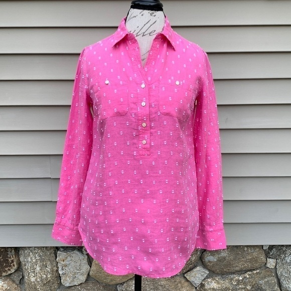 Talbots pink linen popover - Picture 1 of 13